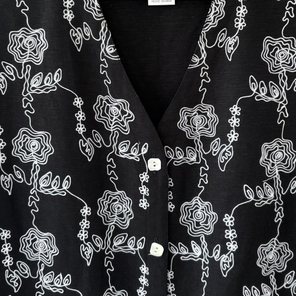 VTG Susan Bristol Casuals Sleeveless Button Up Vest Floral Embroidery Womens L - Picture 3 of 8